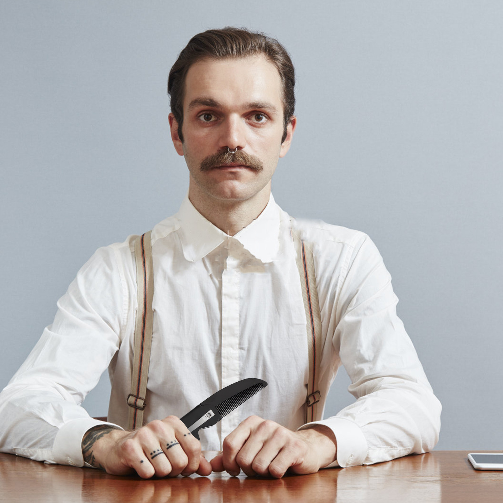 Mens Grooming Tools - Peigne à barbe pliable pour hommes,