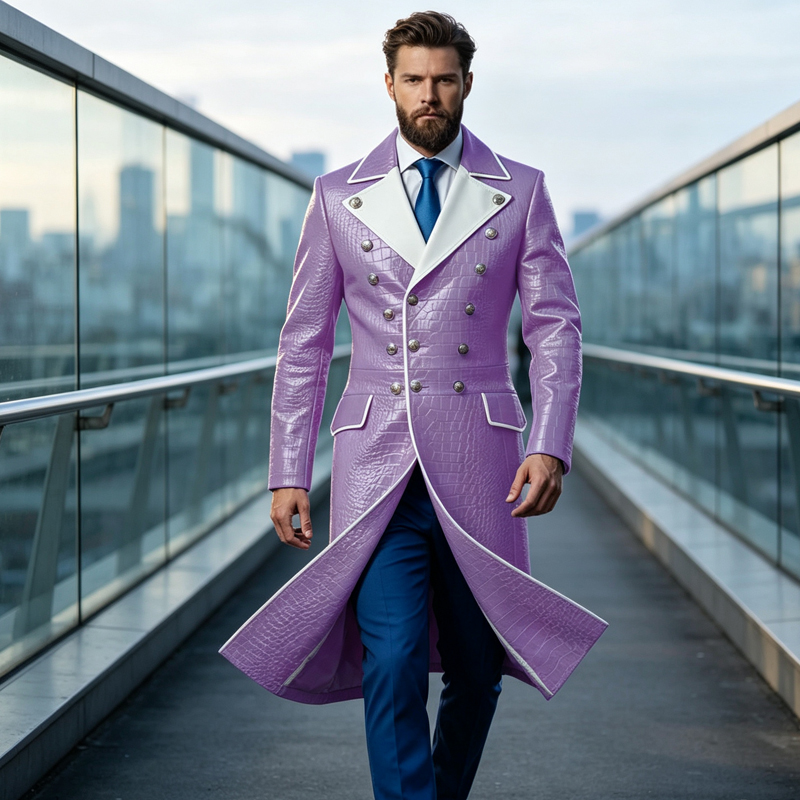 Men Grooming Usa - Manteau Homme en Cuir PU Gaufré