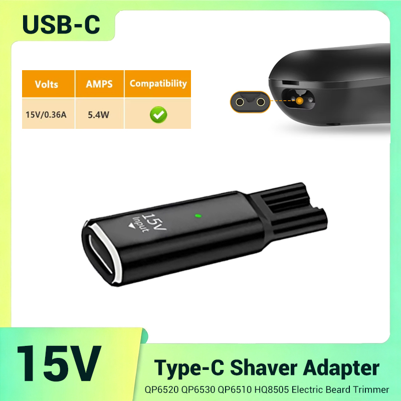 Electric Shaver Rotary - Adaptateur de charge mini USB-C 15V